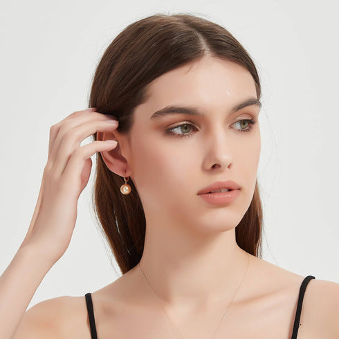 10-12mm 18K Gold Golden South Sea Pearl & Daisy Earrings - House Of Pearls